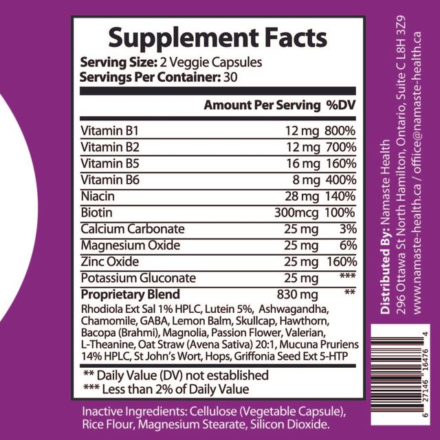 Namaste Health “Be Centered Be Grounded” 60-capsule dietary supplement bottle
