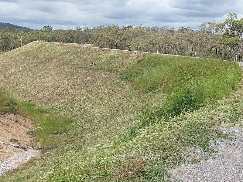 Cutting the grass Beside the road using Remote Control Mower — Wetzler Pty Ltd In Marmor QLD