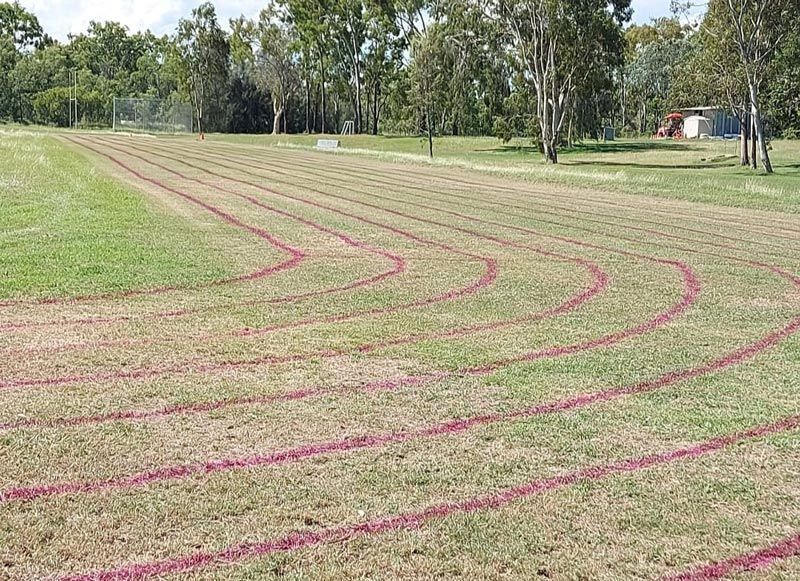 Weed Maintenance on the field with red line — Wetzler Pty Ltd In Marmor QLD