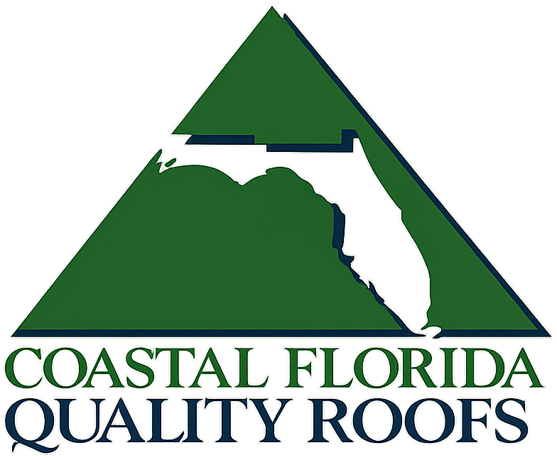 Coastal Florida Quality Roofs logo with green roof-shaped triangle and Florida silhouette
