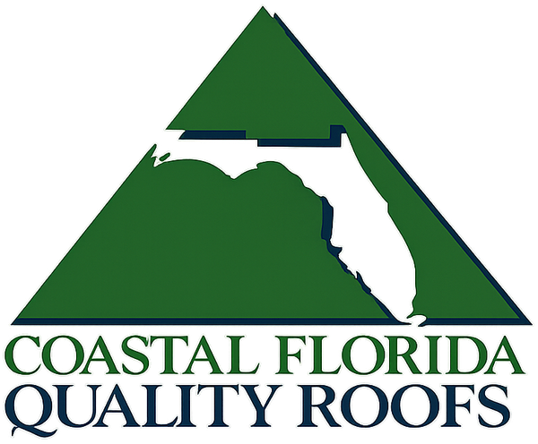 Coastal Florida Quality Roofs logo with green roof-shaped triangle and Florida silhouette