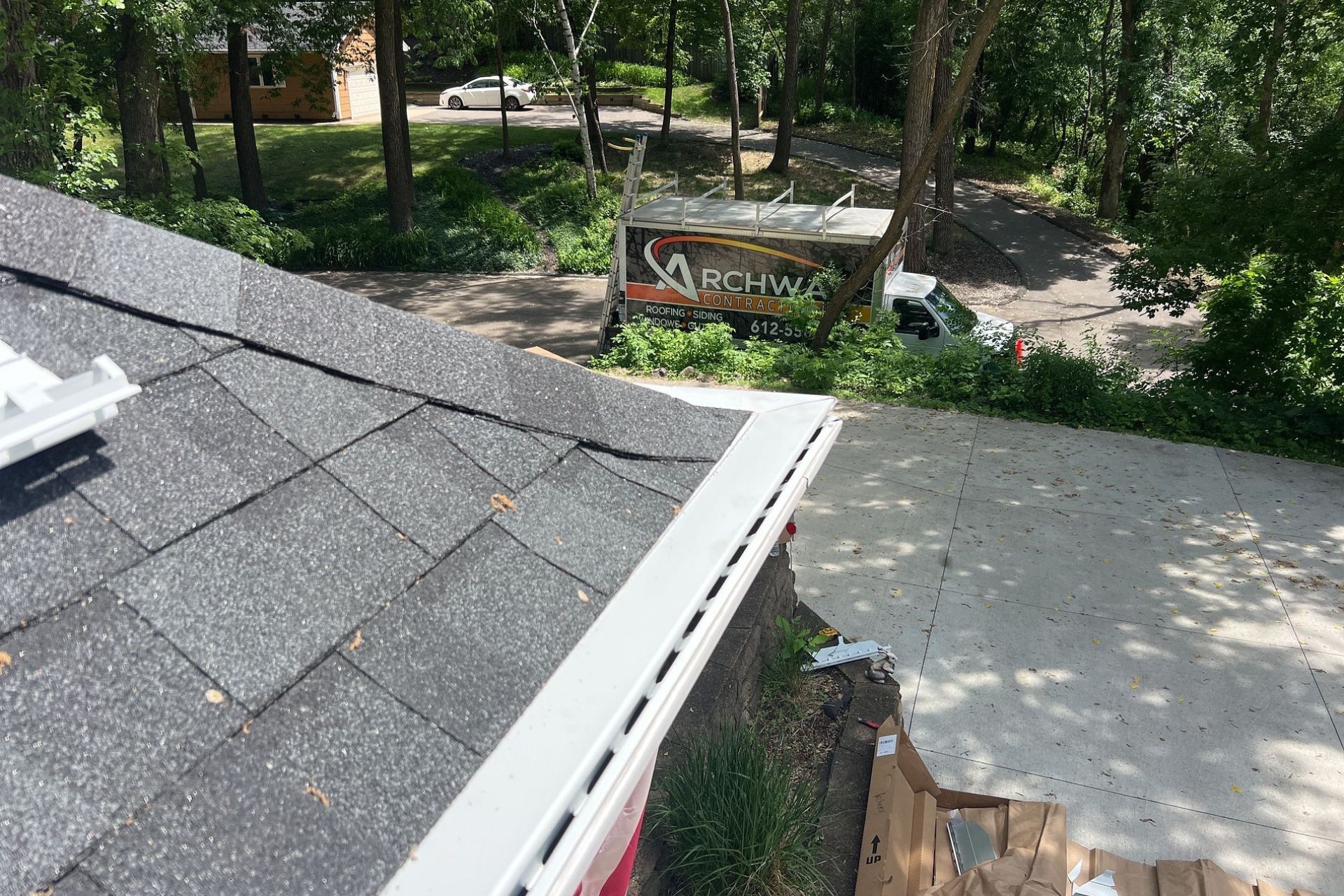 New gutters installed by Archway Contracting channeling water away from a Minnesota home to protect 