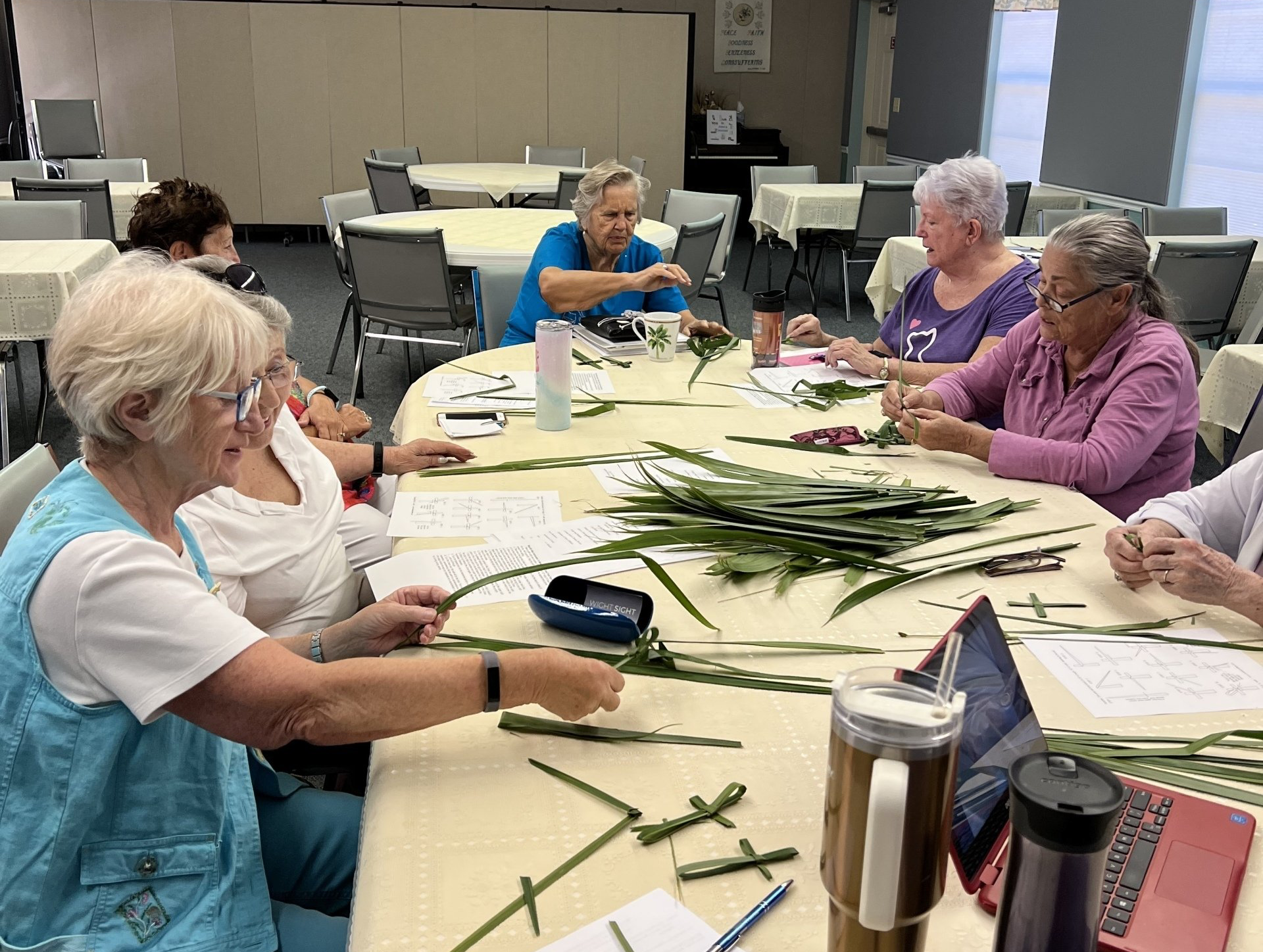 Seen below are our members making Palm Crosses