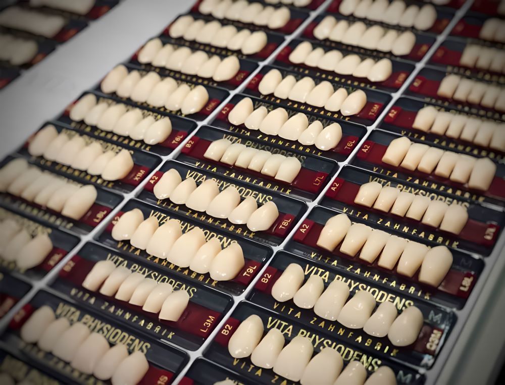 A Row of Vita Dentists Teeth Sitting on Top of Each Other