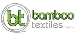 Bt bamboo textiles logo in green and gray with circular leaf design