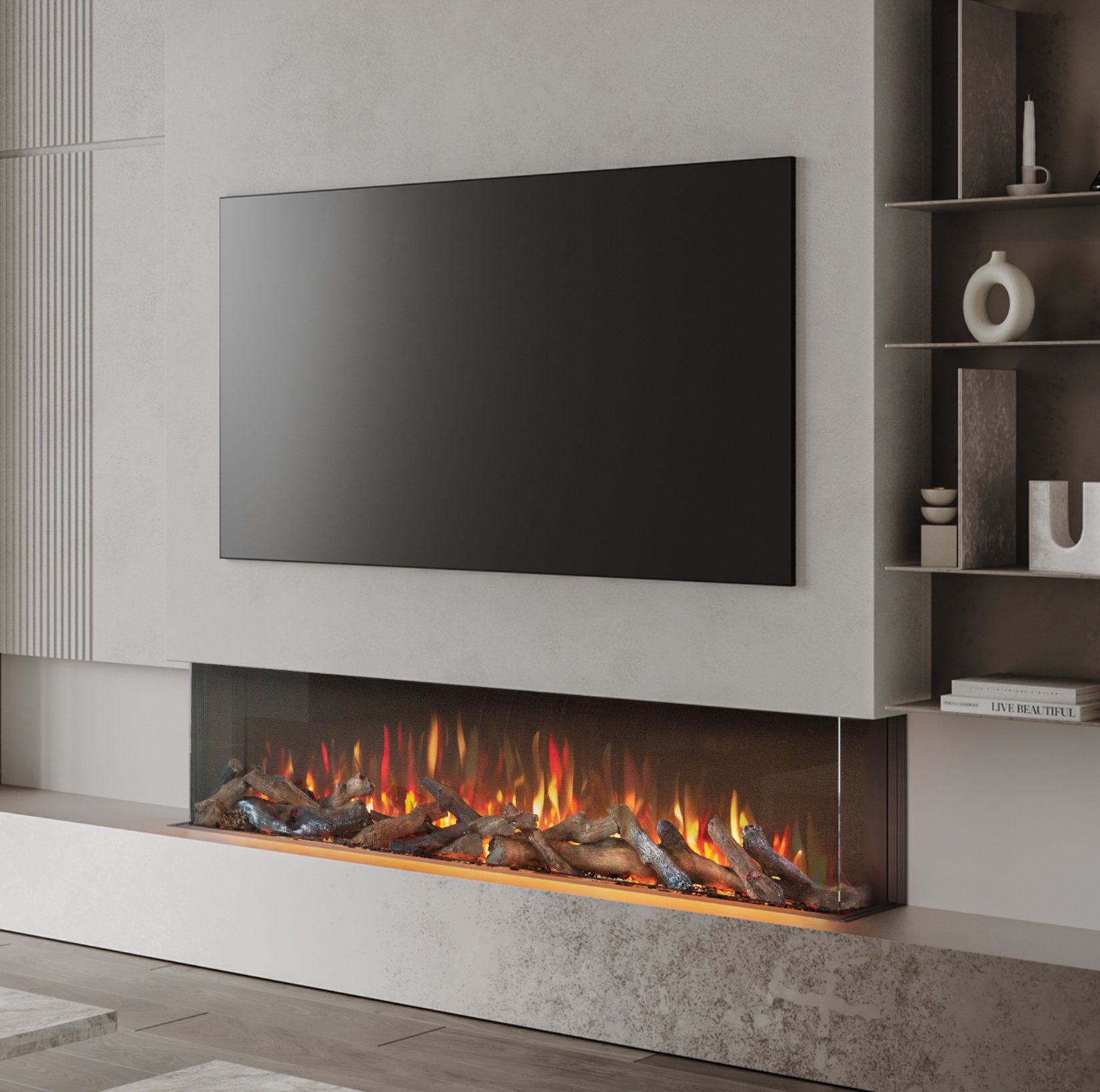 Electric fireplace in a contemporary interior
