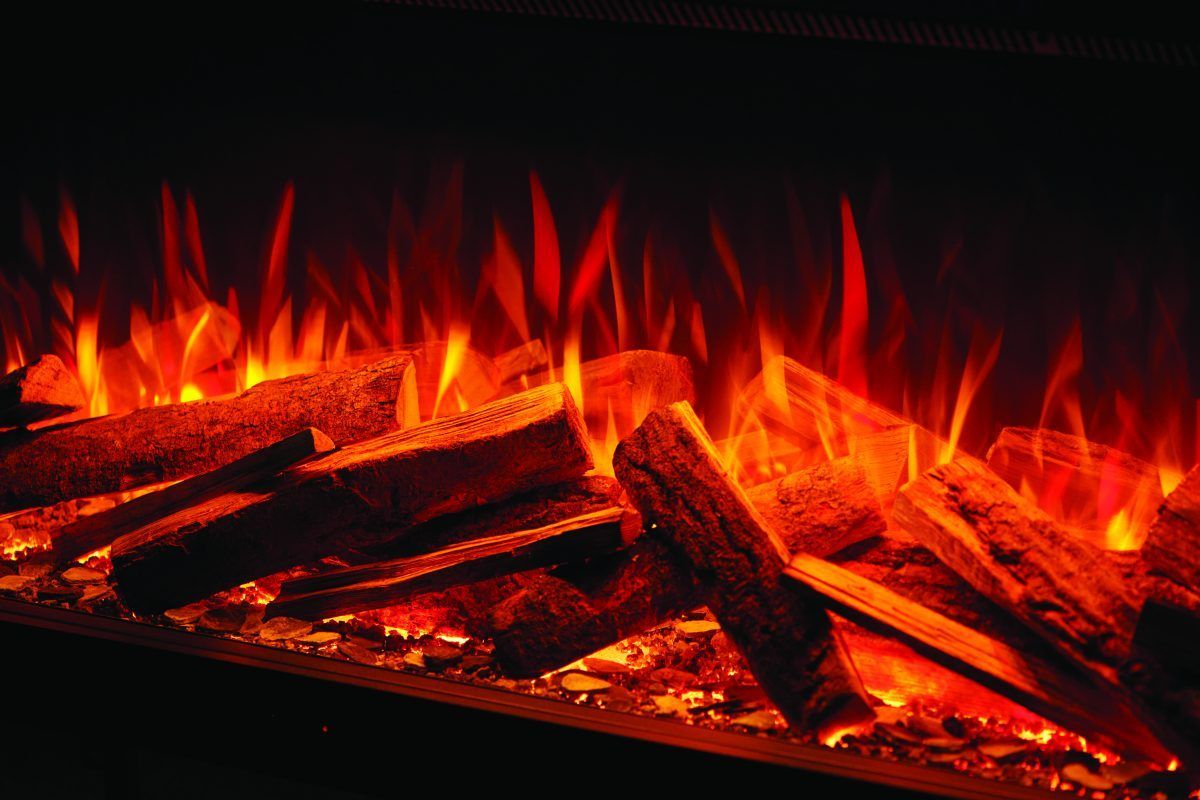 Electric fireplace creating a warm focal point