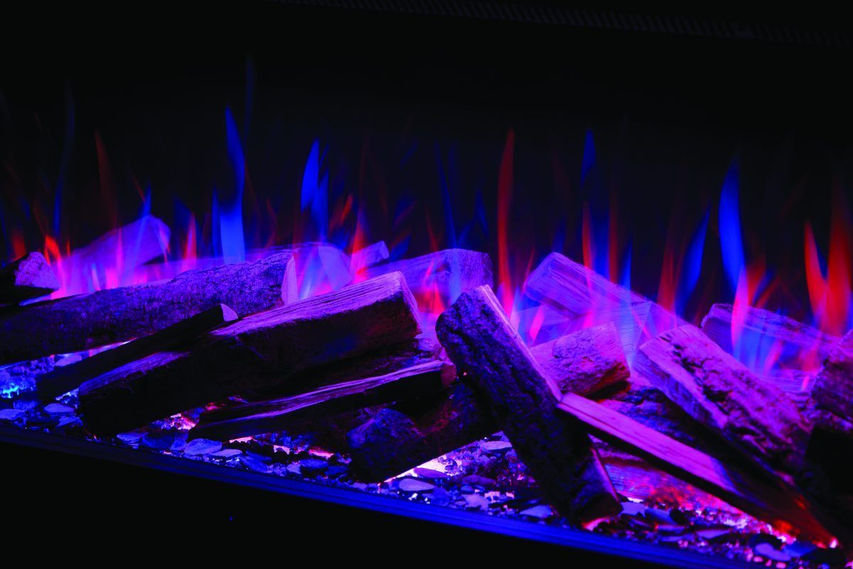 Blue and purple flame-effect styling detail