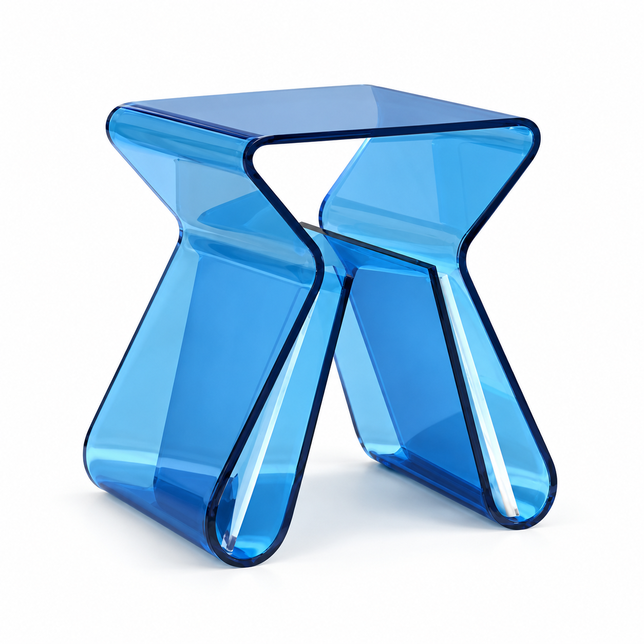 Folded acrylic side table · blue