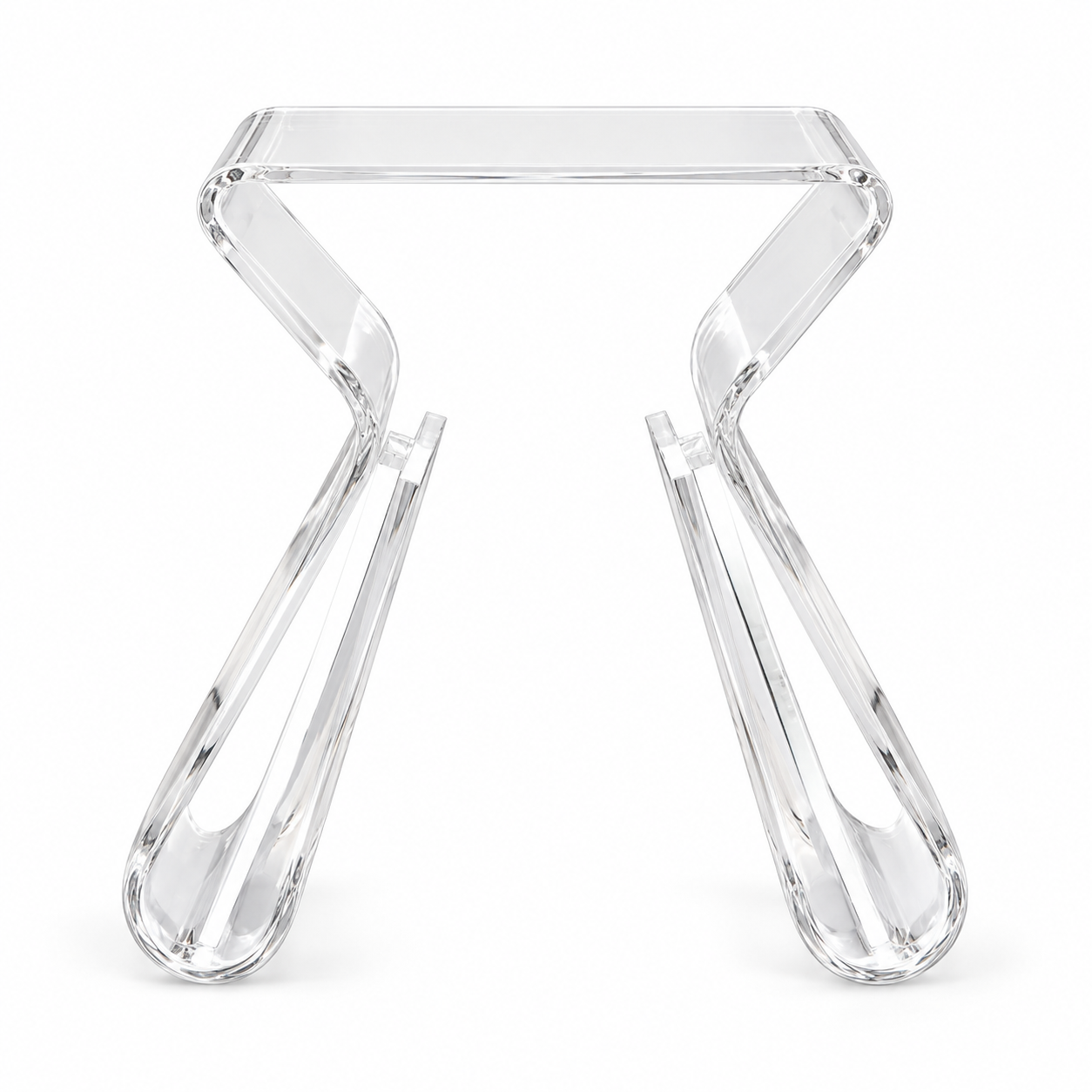 Folded acrylic side table · clear