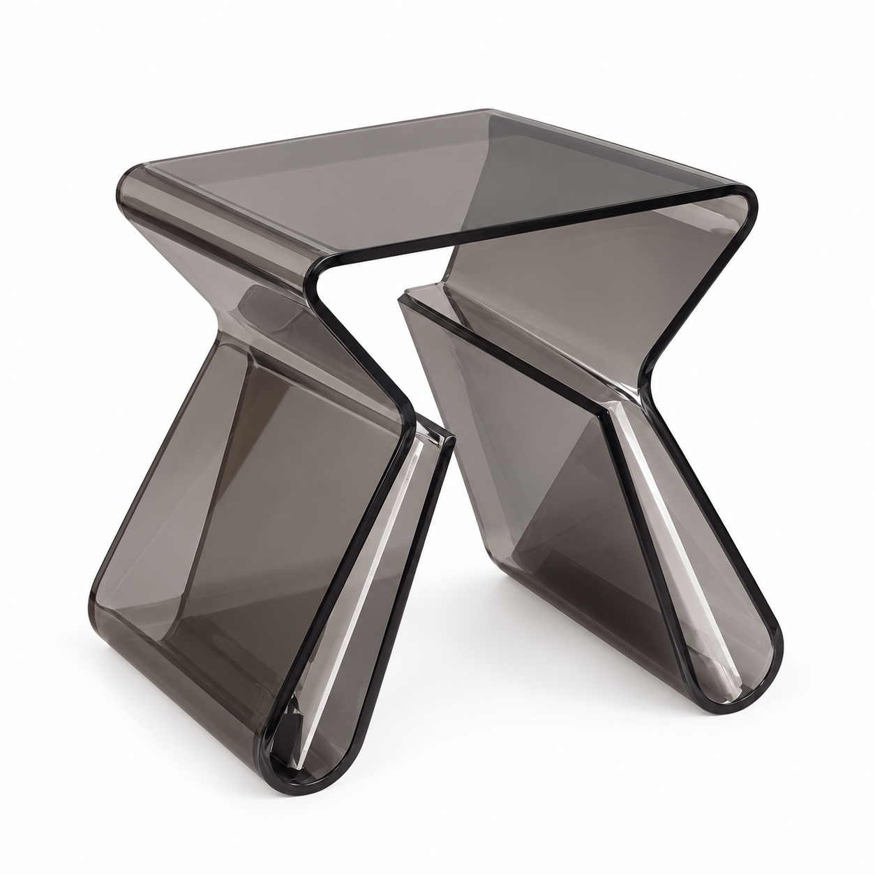 Folded acrylic side table · smoke