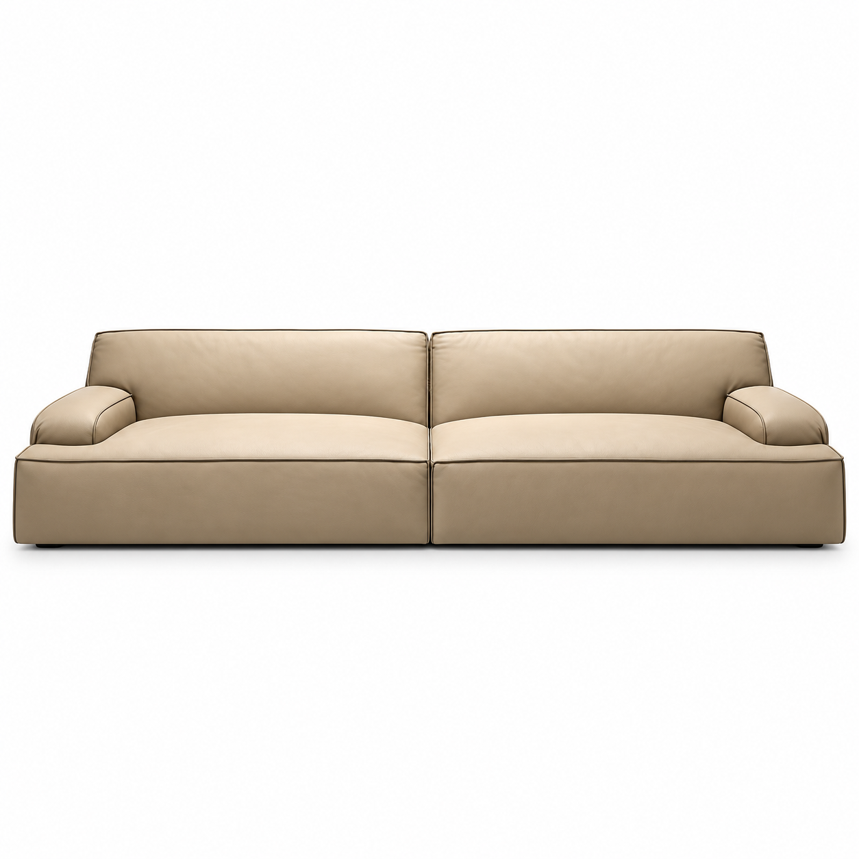 Low-profile leather sofa