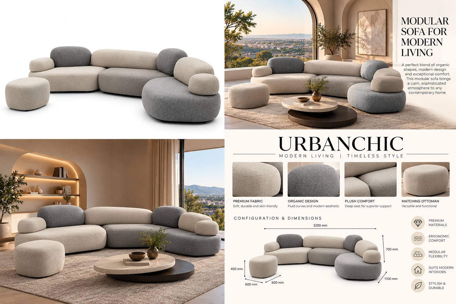 Rounded modular sofa