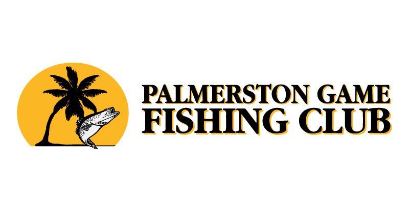 Palmeston Game Fishing Club logo with palm tree and fish on a yellow circle