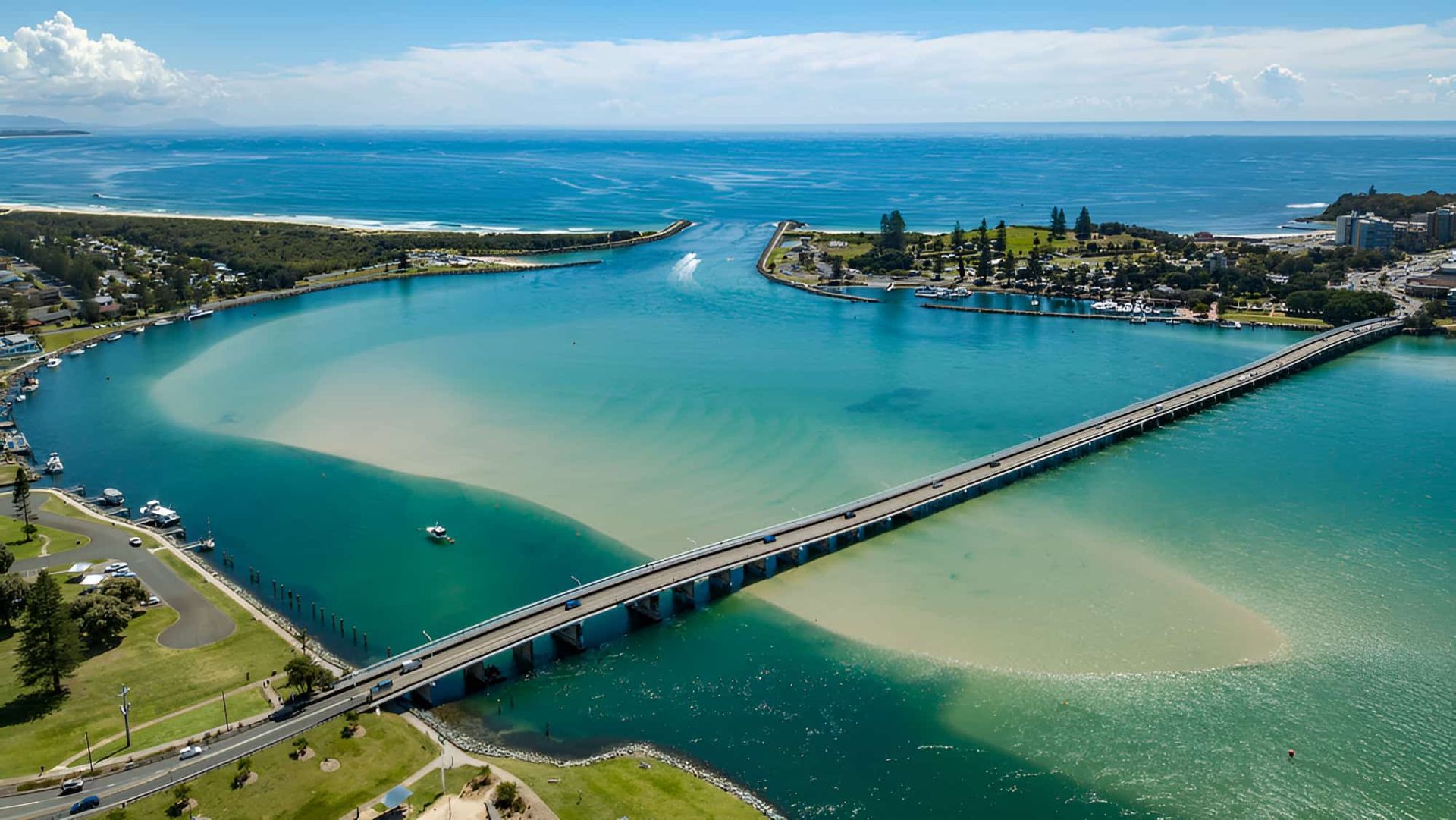 Aerial View of the Ocean With a Bridge — CTE Systems In Tuncurry, NSW