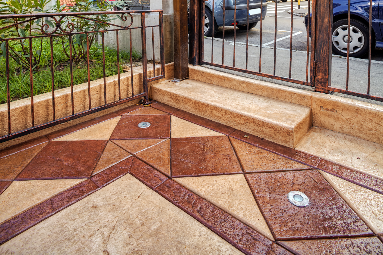 Decorative stamped concrete walkway Ann Arbor, Michigan