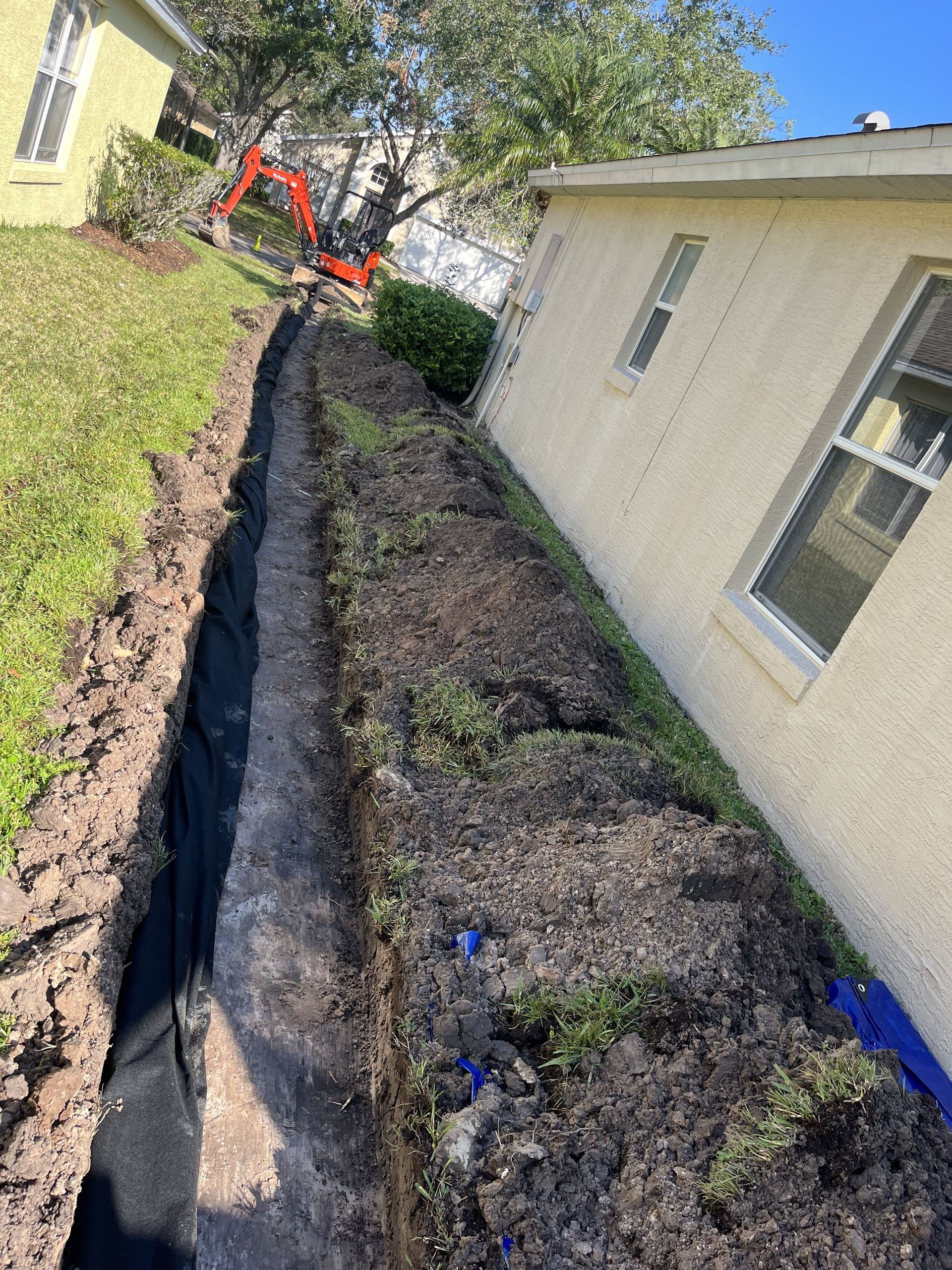 Drainage set-up and land grading