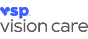 The logo for vsp vision care is blue and white on a white background.