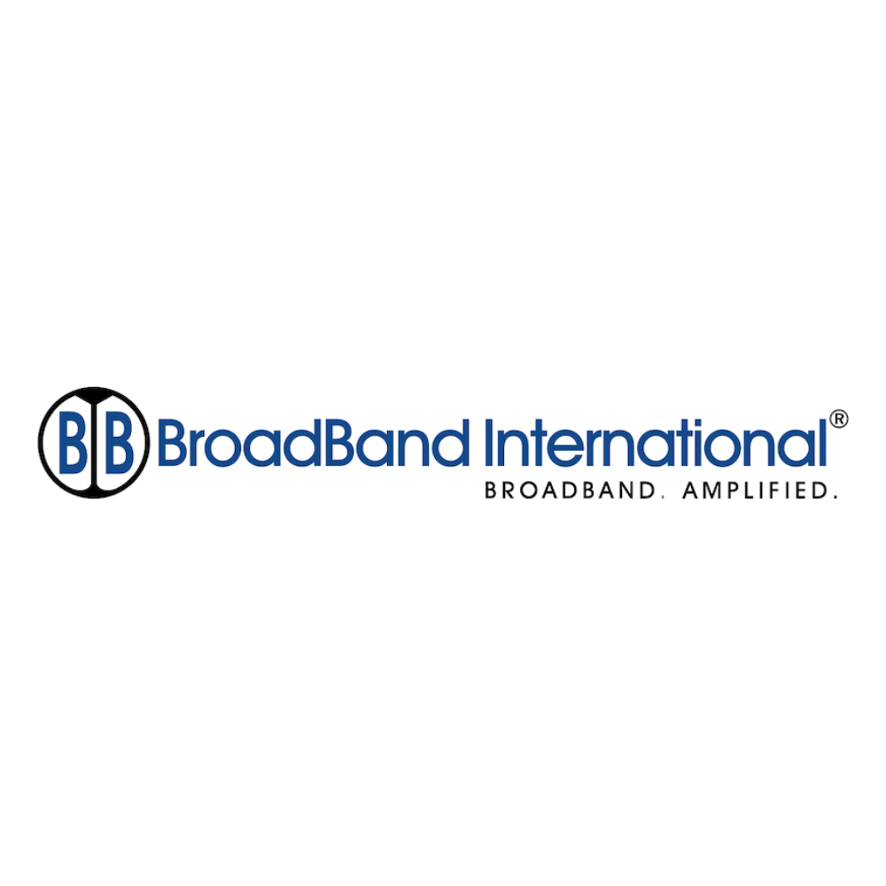 Logo of Broadband International: Blue initials BB within a circle, with the company name in blue. 
