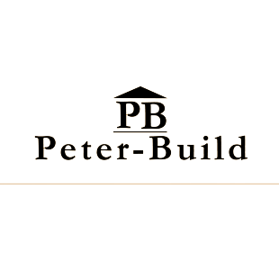 Peter-Build logo: a black house icon above 