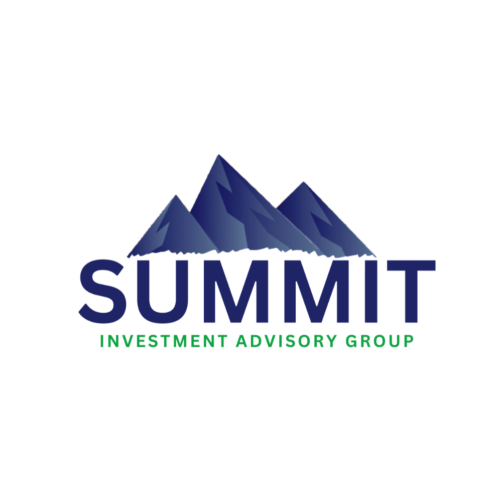 Logo for Summit Investment Advisory Group: blue mountain range above the word 