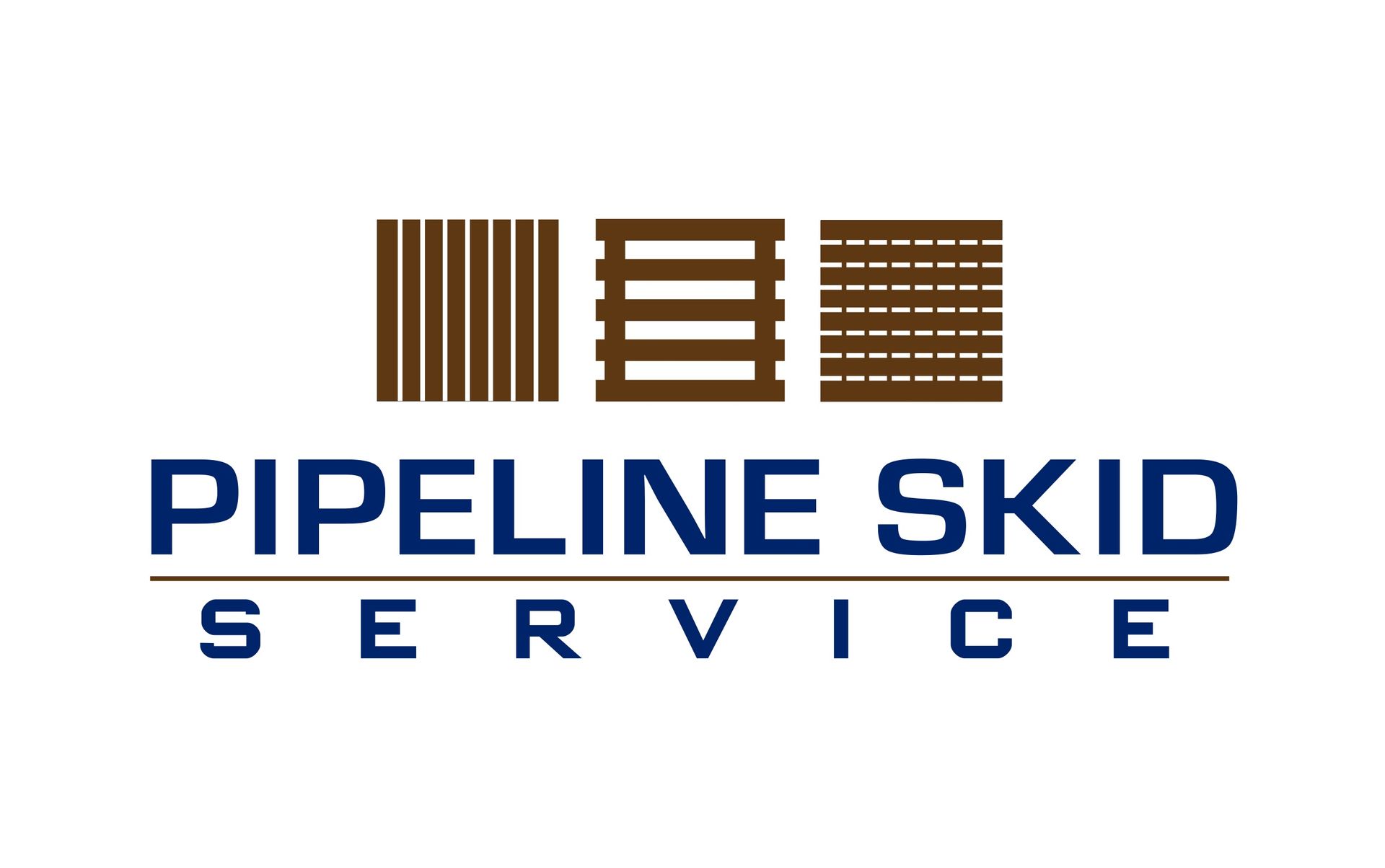 Pipeline Skid Service logo with brown industrial bars above blue text