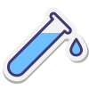 un adesivo di un tubo di prova con una goccia d' acqua .