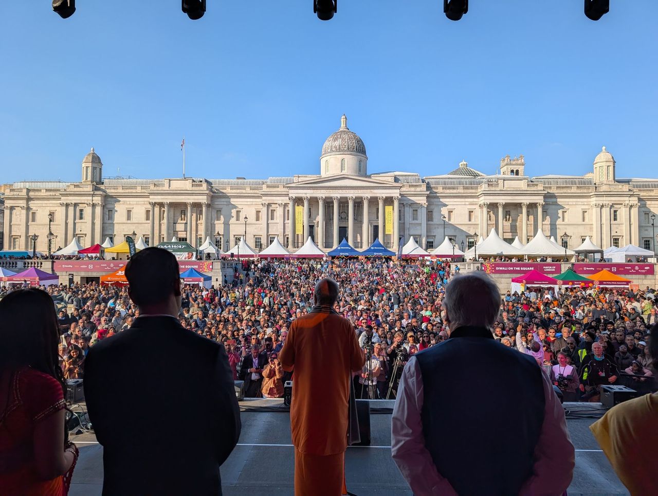 The view from the main stage over the crowd towards the National Gallery