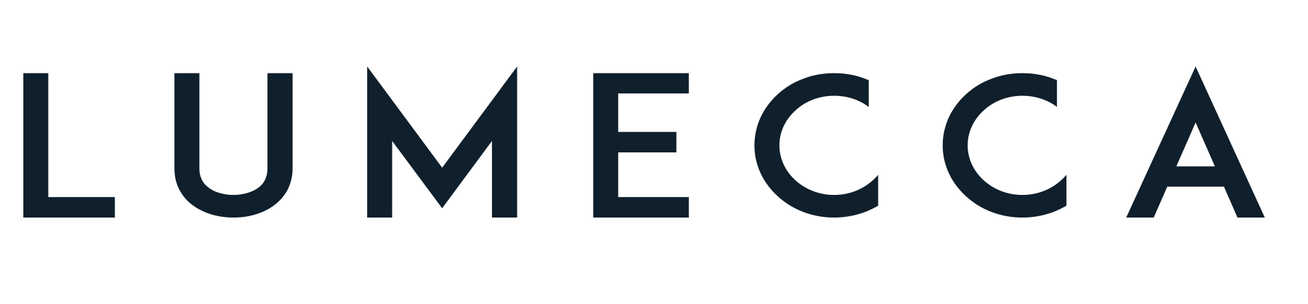 A black and white logo for lumecca on a white background