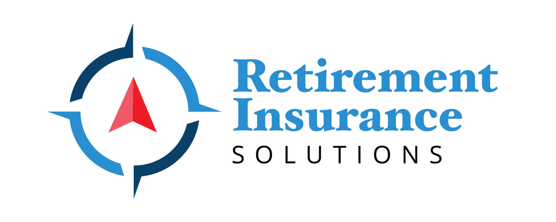 The logo for retirement insurance solutions has a compass in the middle of it.