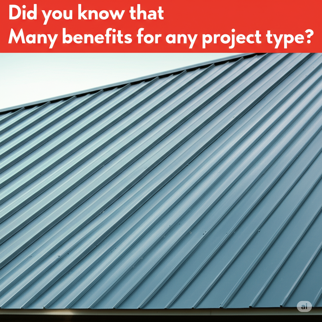 Blue metal roof with the text