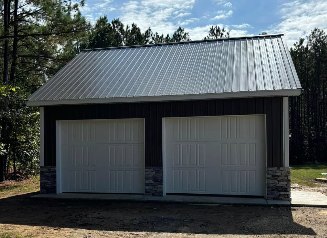 Metal roof on a garage