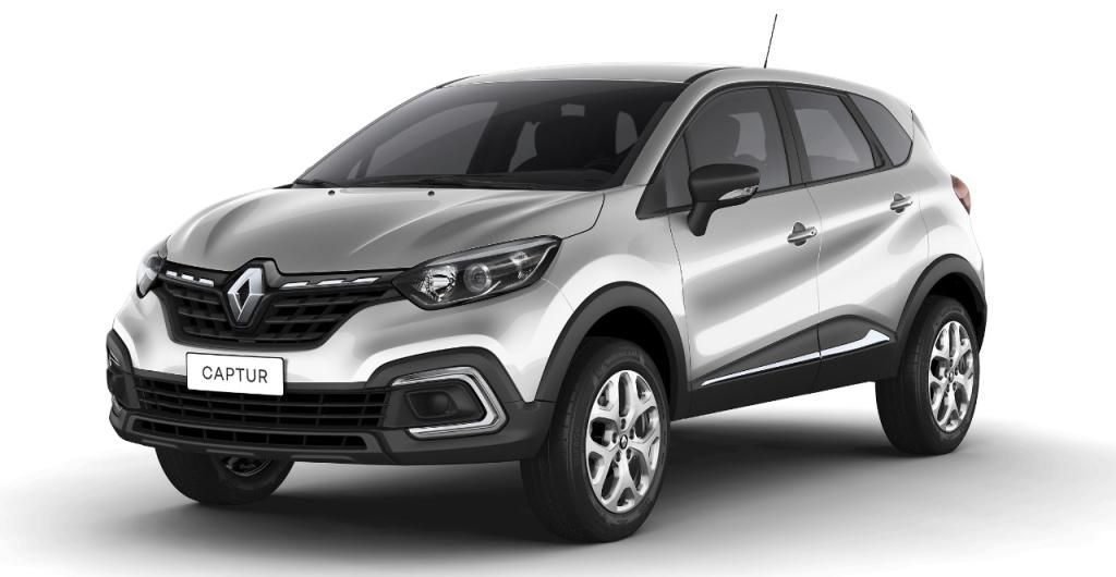SUV Renault Captur plateado, vista frontal en ángulo.