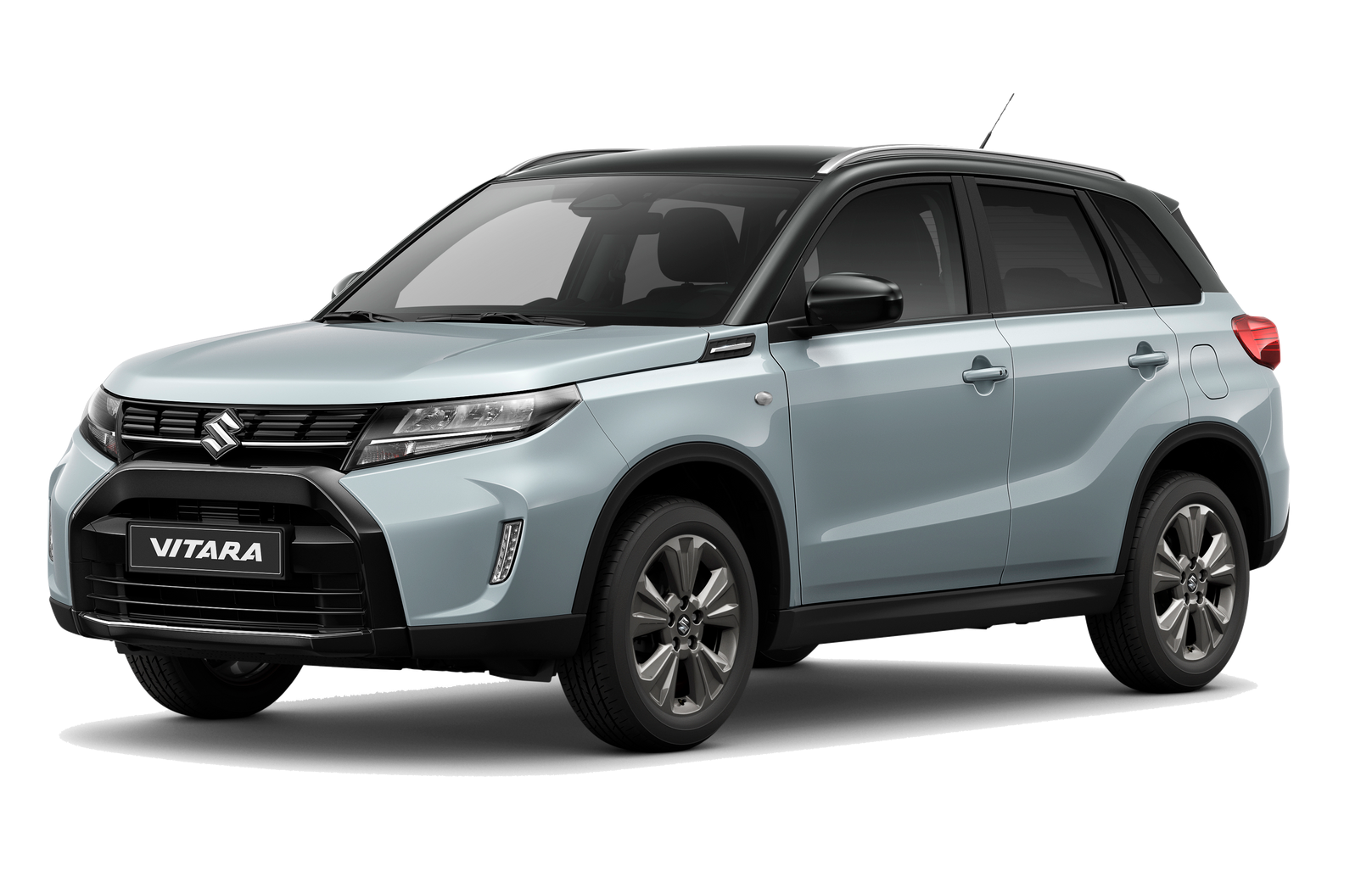 Suzuki Vitara SUV azul claro con techo negro.