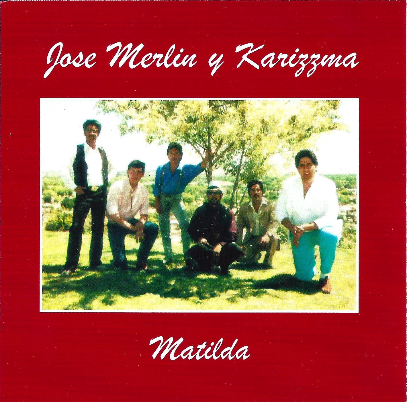 Band, Jose Merlin y Karizzma, poses outdoors. Red album cover with band name and