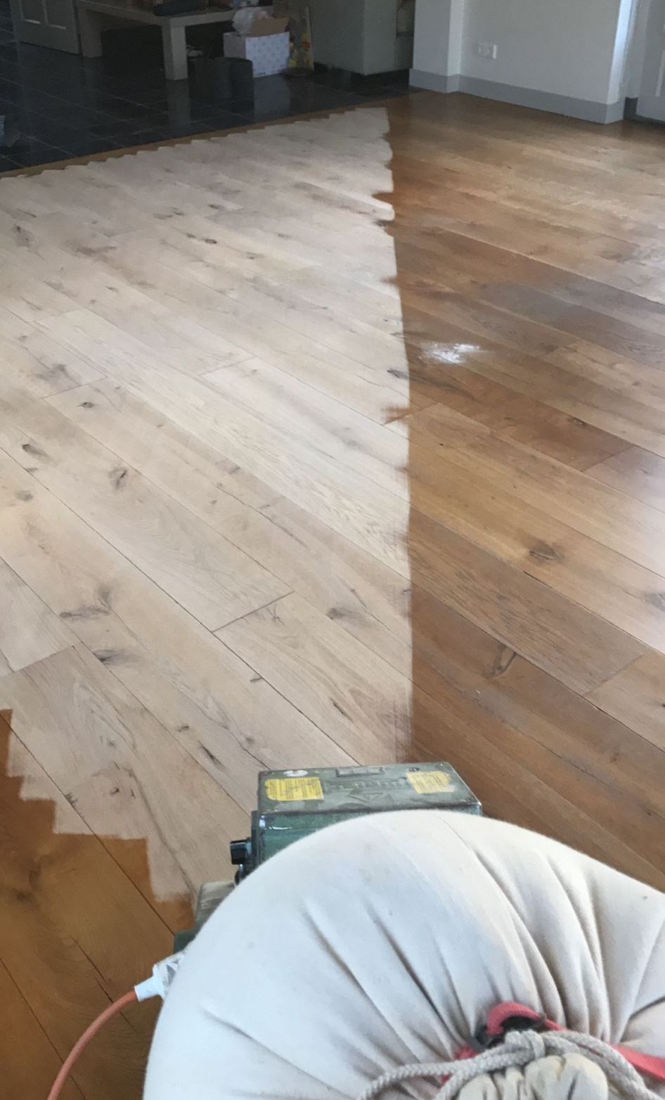 Parket schadeherstel voor en na