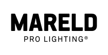The mareld pro lighting logo is black and white on a white background.