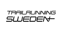 A black and white logo for trail running sweden on a white background.