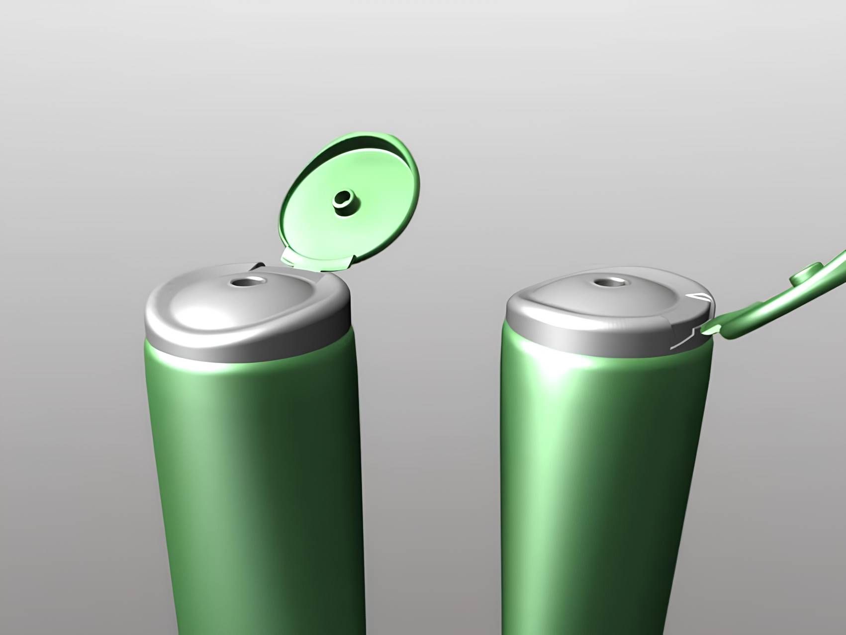Rendering di tubetti e tappi flip top di design