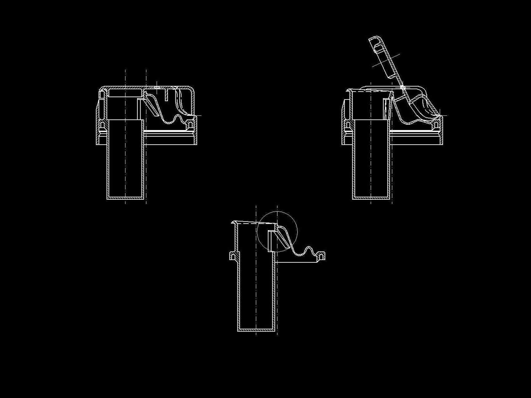 Disegno CAD 2D di tappo dosatore in due pezzi