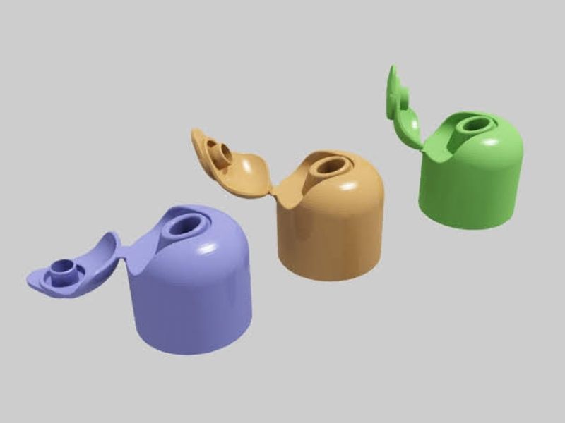 Raffigurazione rendering di tappi flip top dal design estetico originale