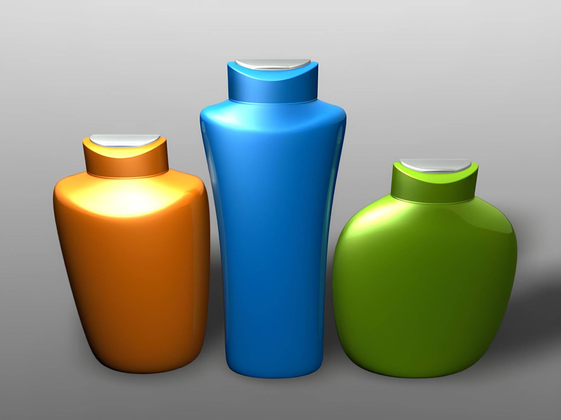 immagine rendering che raffigura flaconi  e tappi flip-top di design