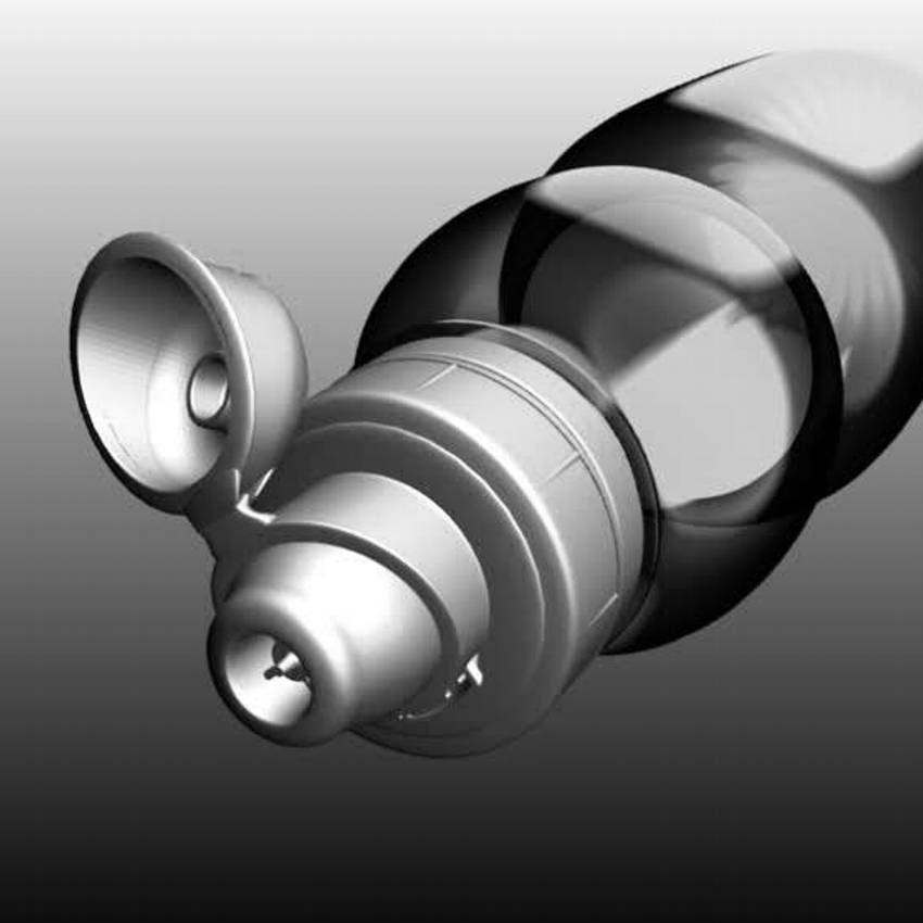 Rendering di  bottiglia in PET di design per acqua e bevande, con tappo flip-top con sigillo anti dispersione