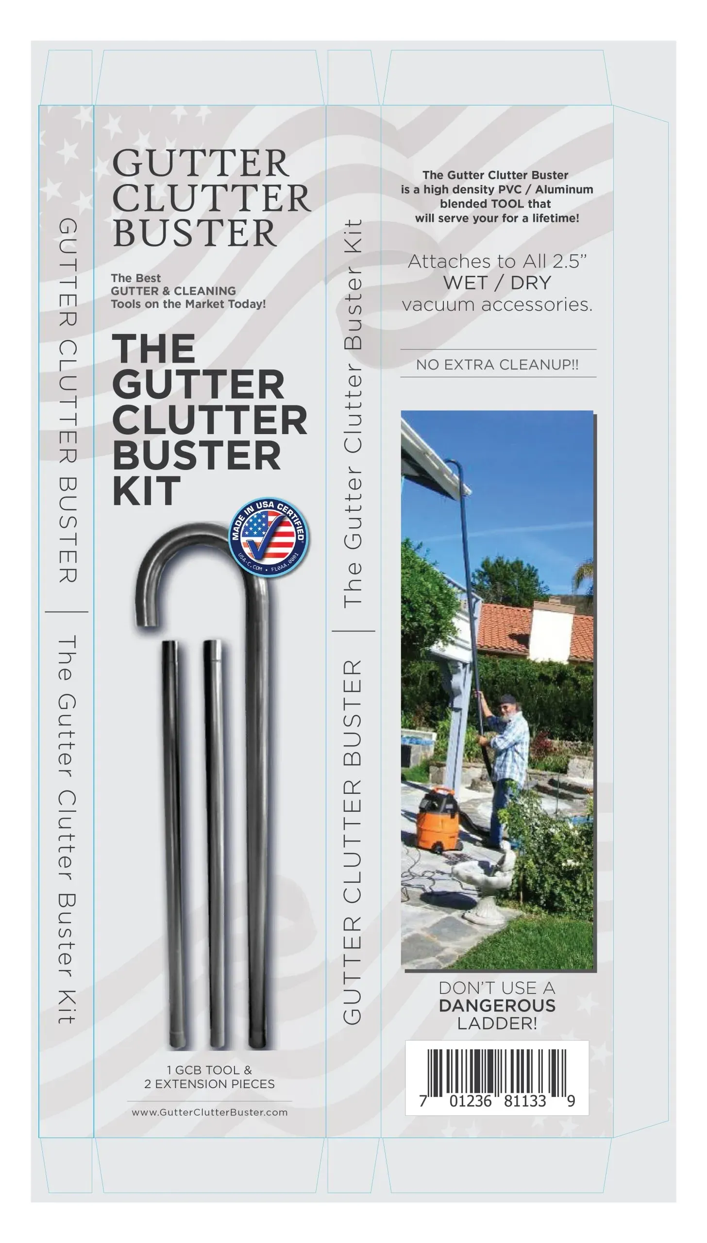 A package of the gutter clutter buster kit