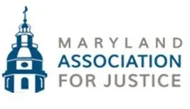 A logo for the maryland association for justice