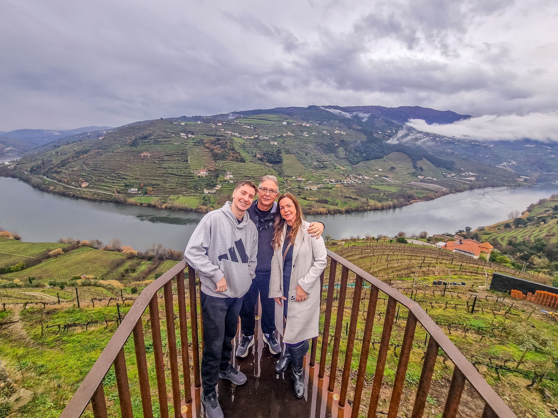 Happy family during a 2 day tour from Lisbon to Porto and Douro Valley in Miradouro do Imaginario