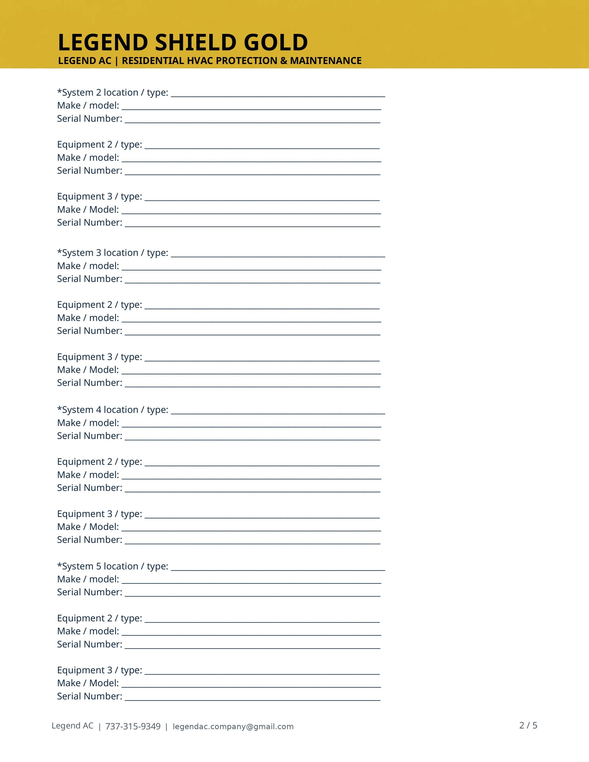 Blurred gold-and-white form titled “Legend Shield Gold” with multiple blank lines and fields.