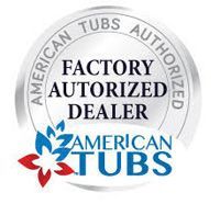The logo for american tubs is a factory authorized dealer.