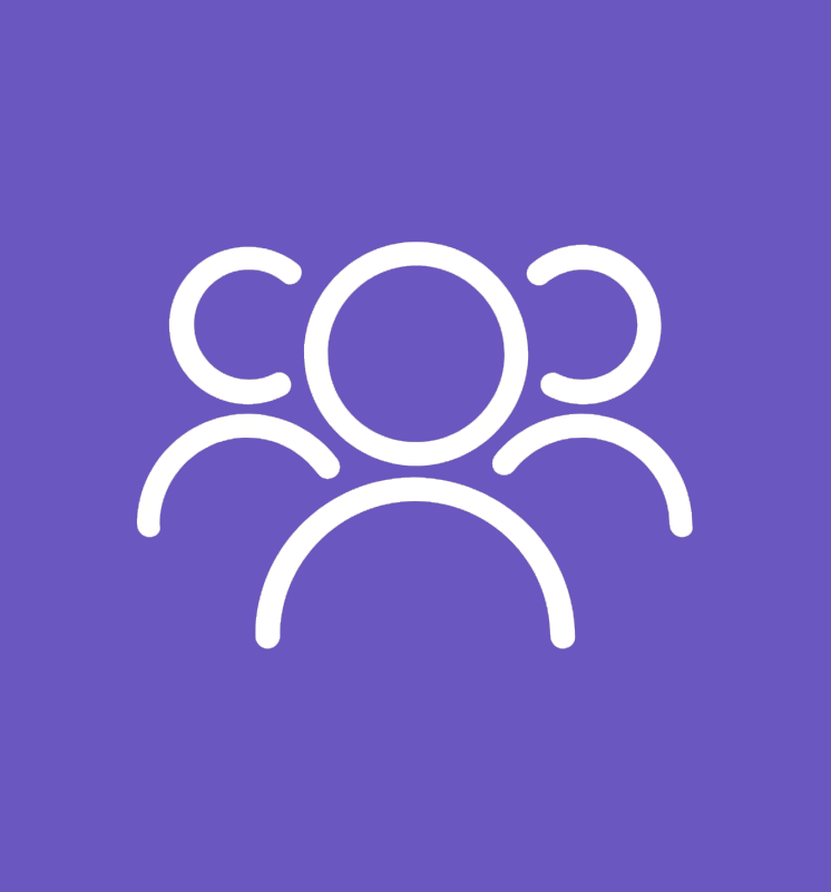 A white, crown-like icon with a diagonal slash through it, centered on a solid purple square background.