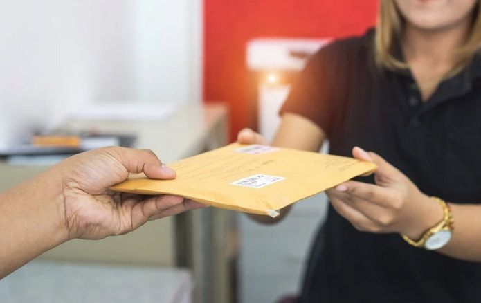A printed document delivered via courier same day.